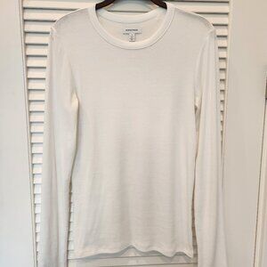 Nordstrom Long Sleeve Crew Neck White T-Shirt - Medium
